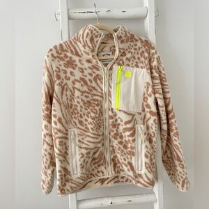 Billabong Cream and Brown Fleece with Neon Accent